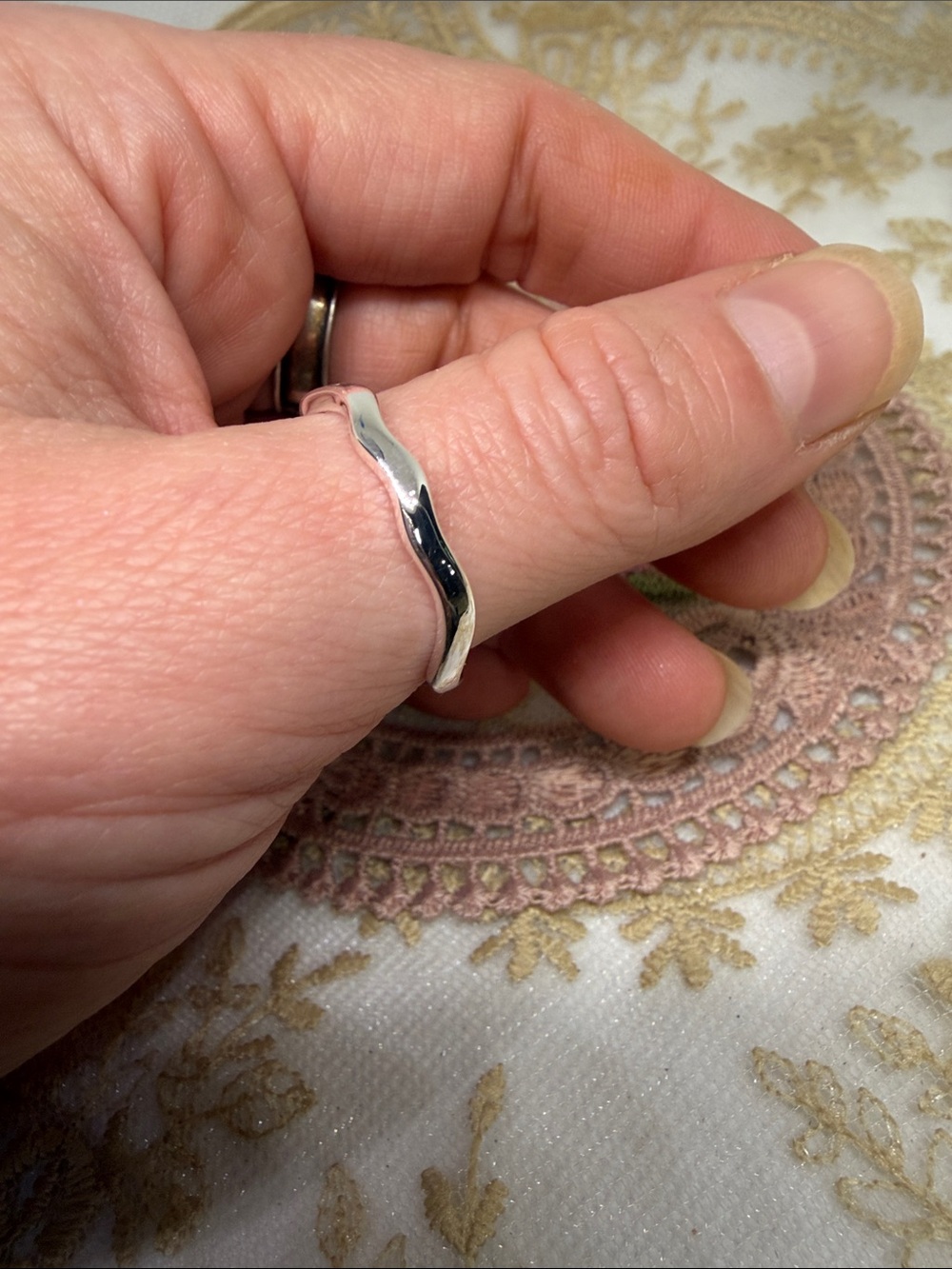 925 Sterling Silver Wavy Thumb Ring Sz 9.5 Minimalist Clean Girl Stackable